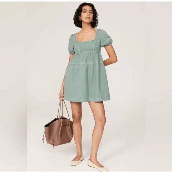 Louna Dresses & Skirts - Louna Green Denim Mini Dress Size Small $128